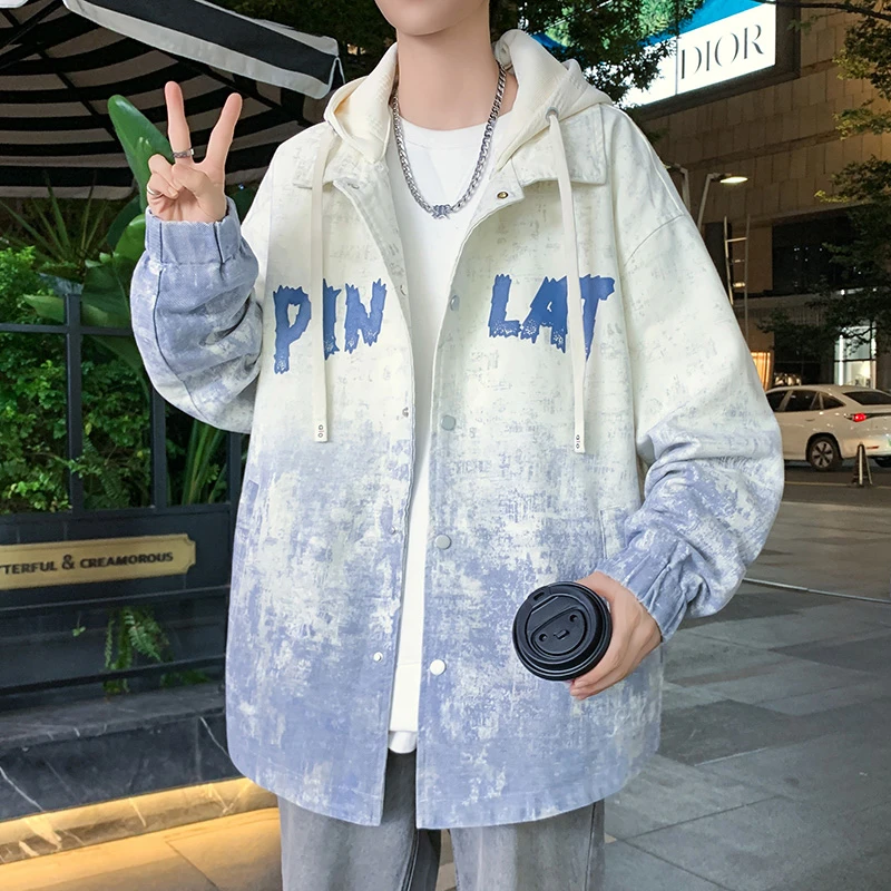 青少年秋季新款男士可脱卸帽夹克学院风百搭宽松学生休闲帅气外套