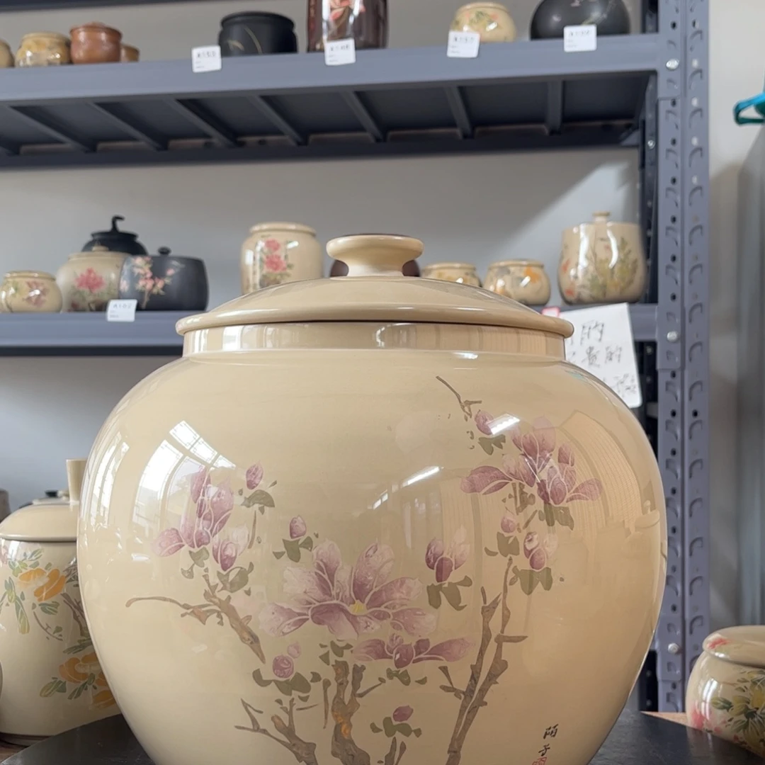 白泥水亮光存茶罐单道刻填3kg