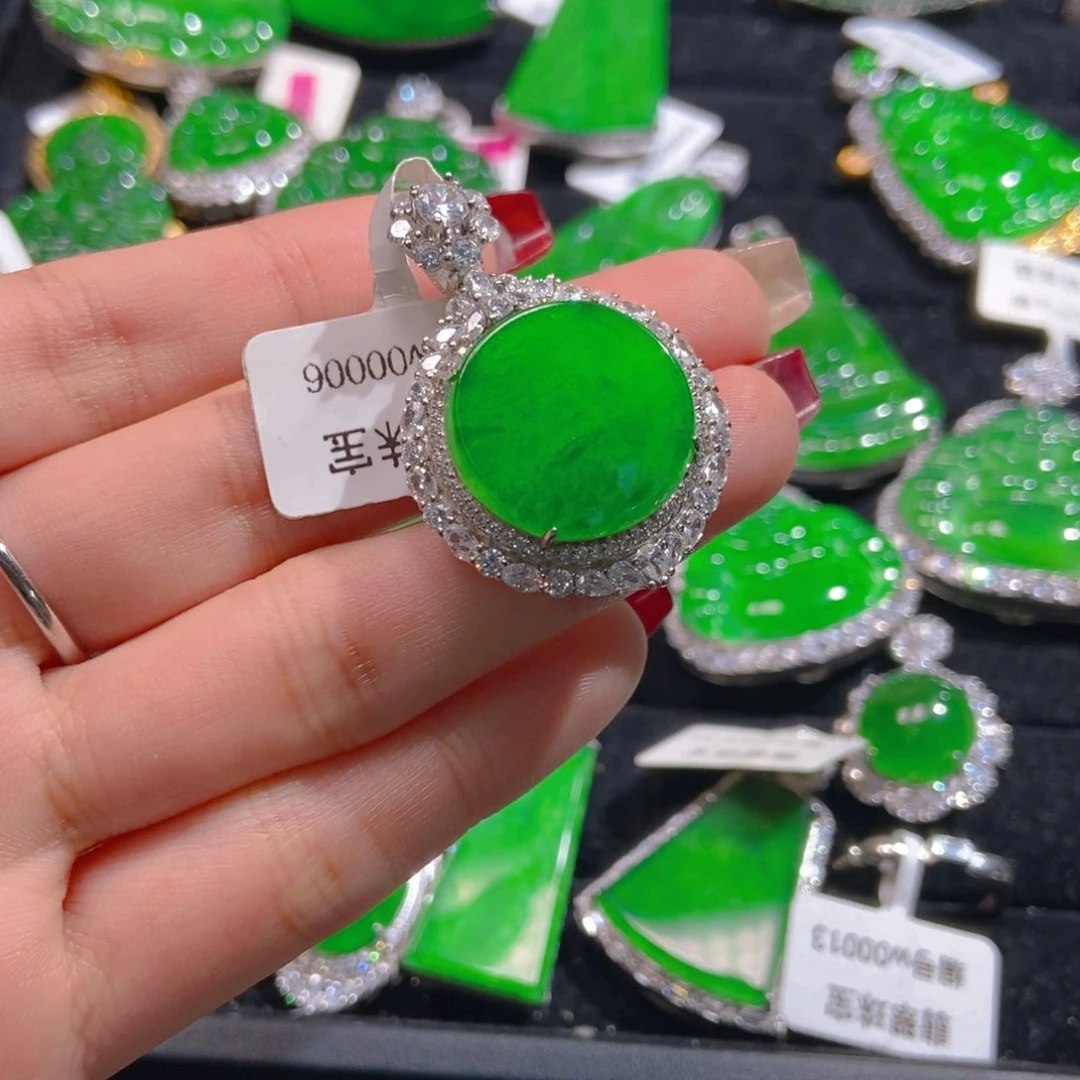 翡翠吊坠(不含链)银S925镶嵌