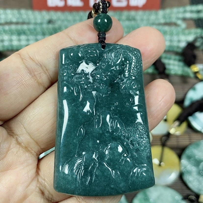【闪购商品】翡翠颈饰未镶嵌玉吊坠翡翠玉双面山水龙牌