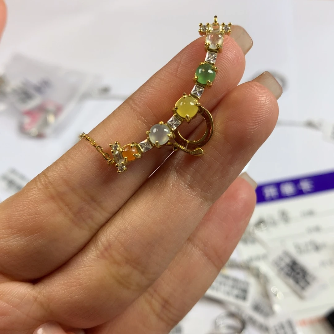 翡翠银S925镶嵌戒指项链