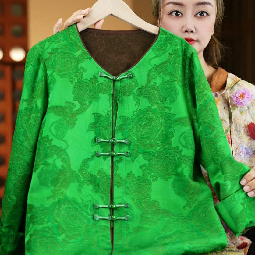 <<非遗美学>>新中式油皮重锻香云老料缂丝浮雕外套1226