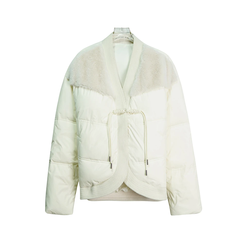 X7908国风外套黑色V领盘扣宽松气质加厚短款