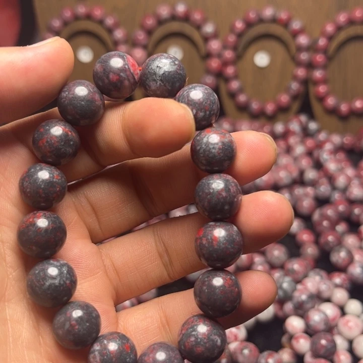 天然辰砂原石卡13手串