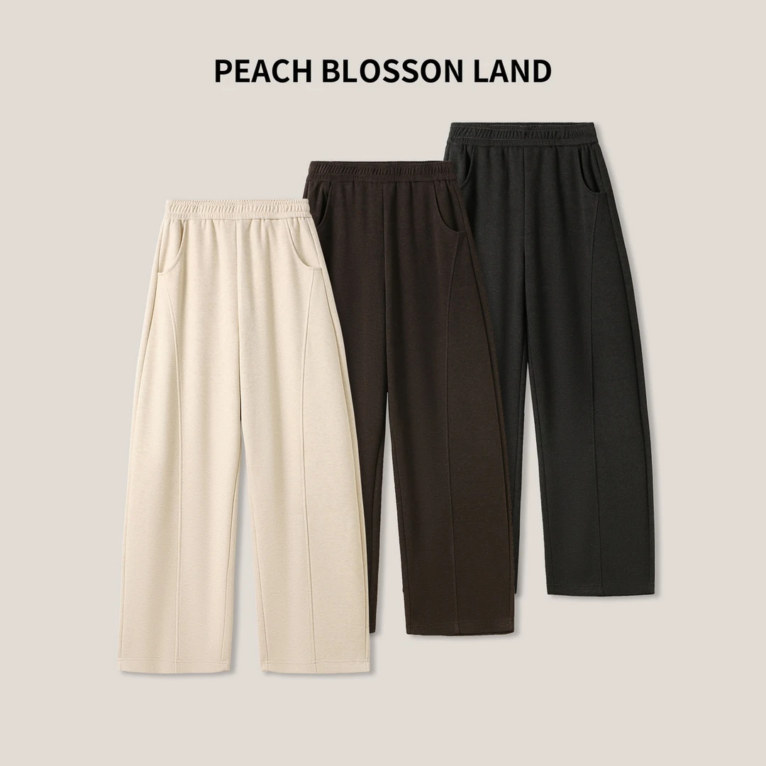 N 女式纯色百搭松紧腰弯刀裤 休闲裤长裤SS23237