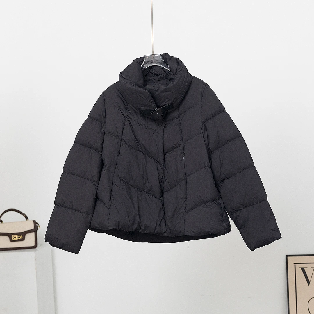 无印心匠Y810-2 冬季女短款宽松90白鸭羽绒服外套简约加厚k1332