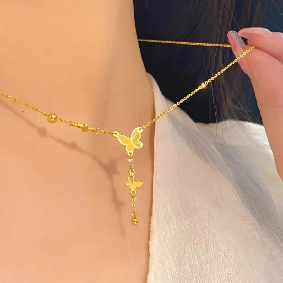 钛钢项链  不掉色精美蝴蝶流苏项链女在逃公主锁骨链103
