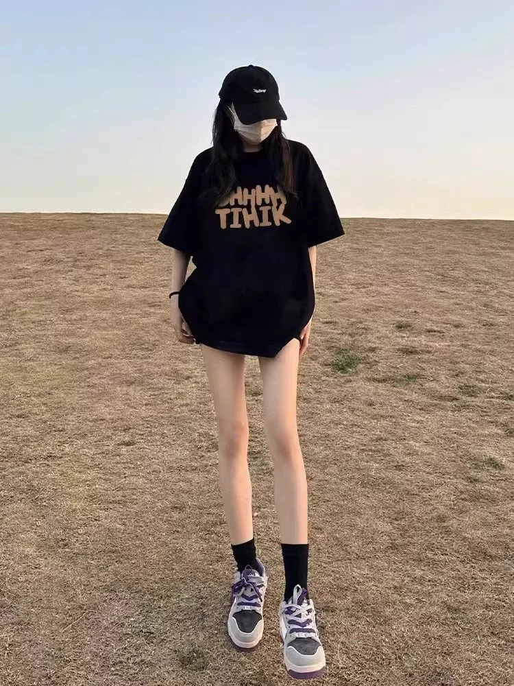 短袖女设计感小众2025新款爆款夏季纯棉宽松情侣显瘦t恤漂亮上衣