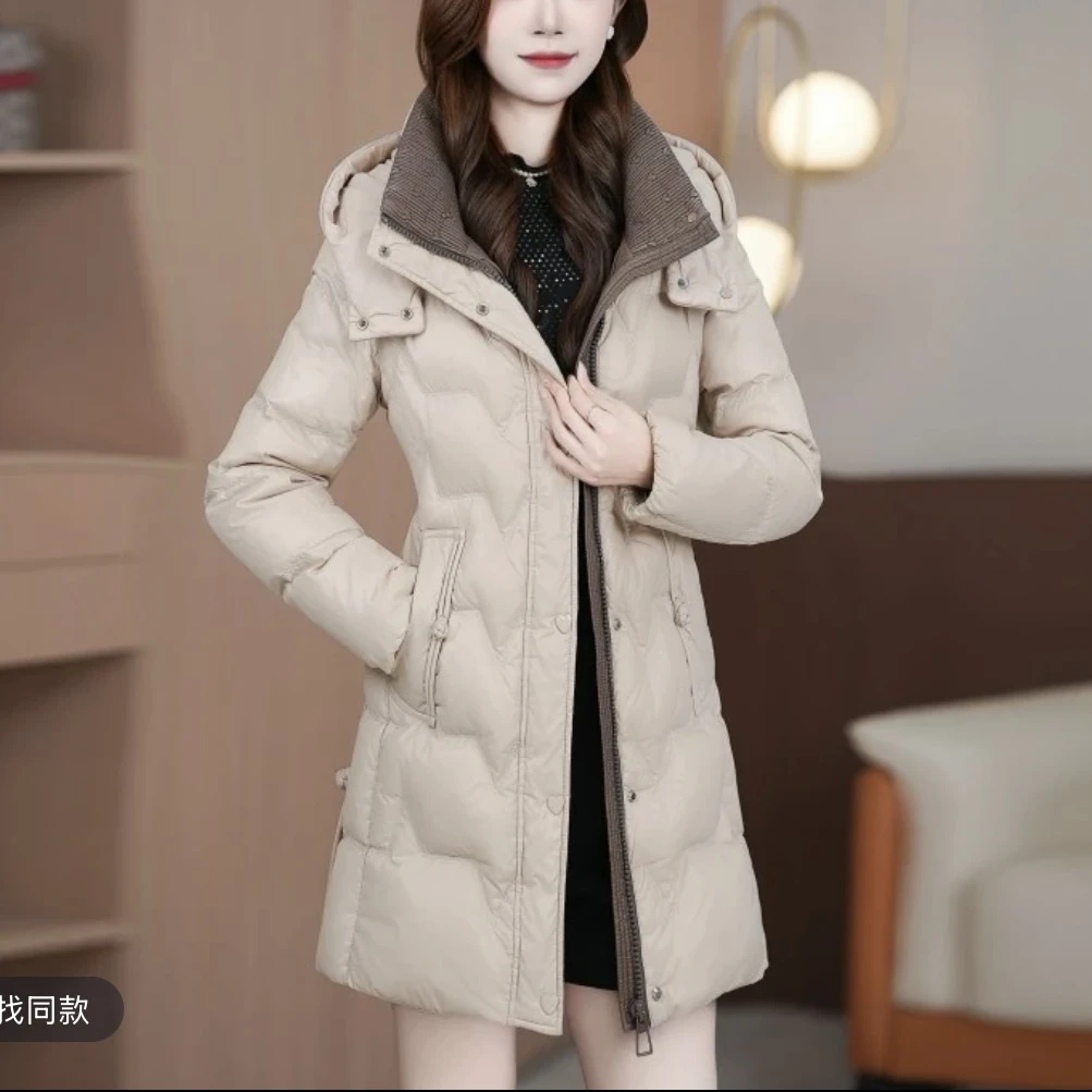 冬季新款保暖加厚羽绒服显瘦韩版女士时尚百搭中长款羽绒服858