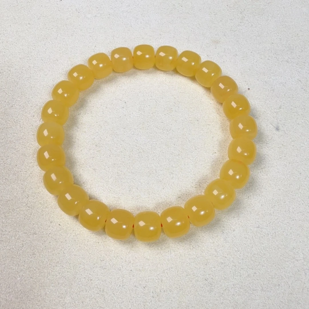 未镶嵌蜜蜡手链9+焦皮料鸡油红精工老型手串