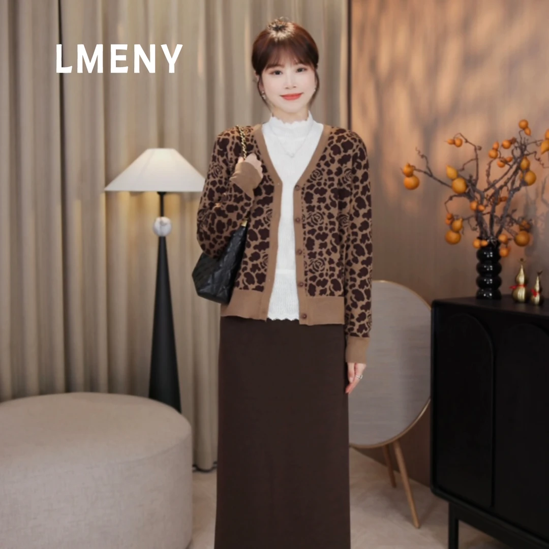 LMENY“豹纹玫瑰“豹喜欢~吸睛耐看提花温柔羊毛针织开衫25CM021