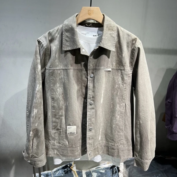 春季L正常版型502#时尚经典设计牛仔百搭夹克翻领潮流