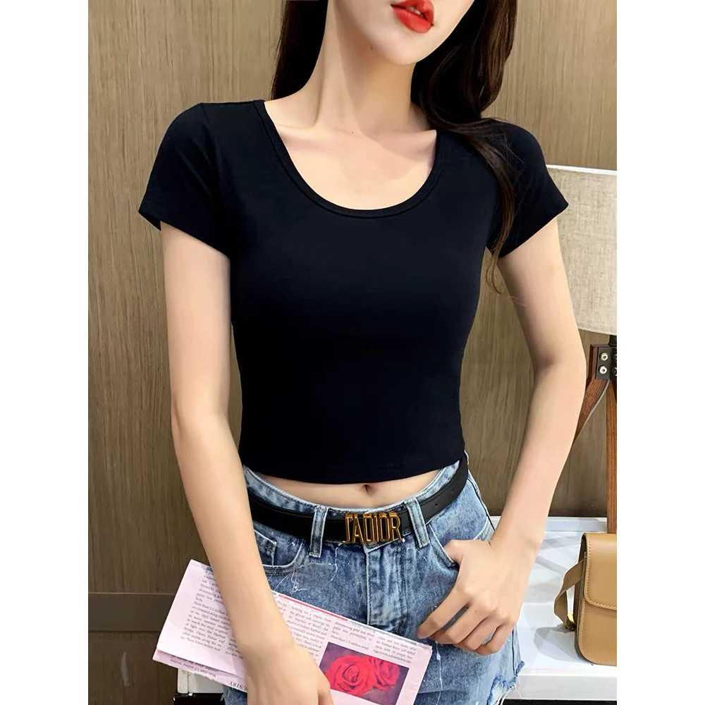 【海南简爱】夏季短款圆领短袖t恤女上衣1928