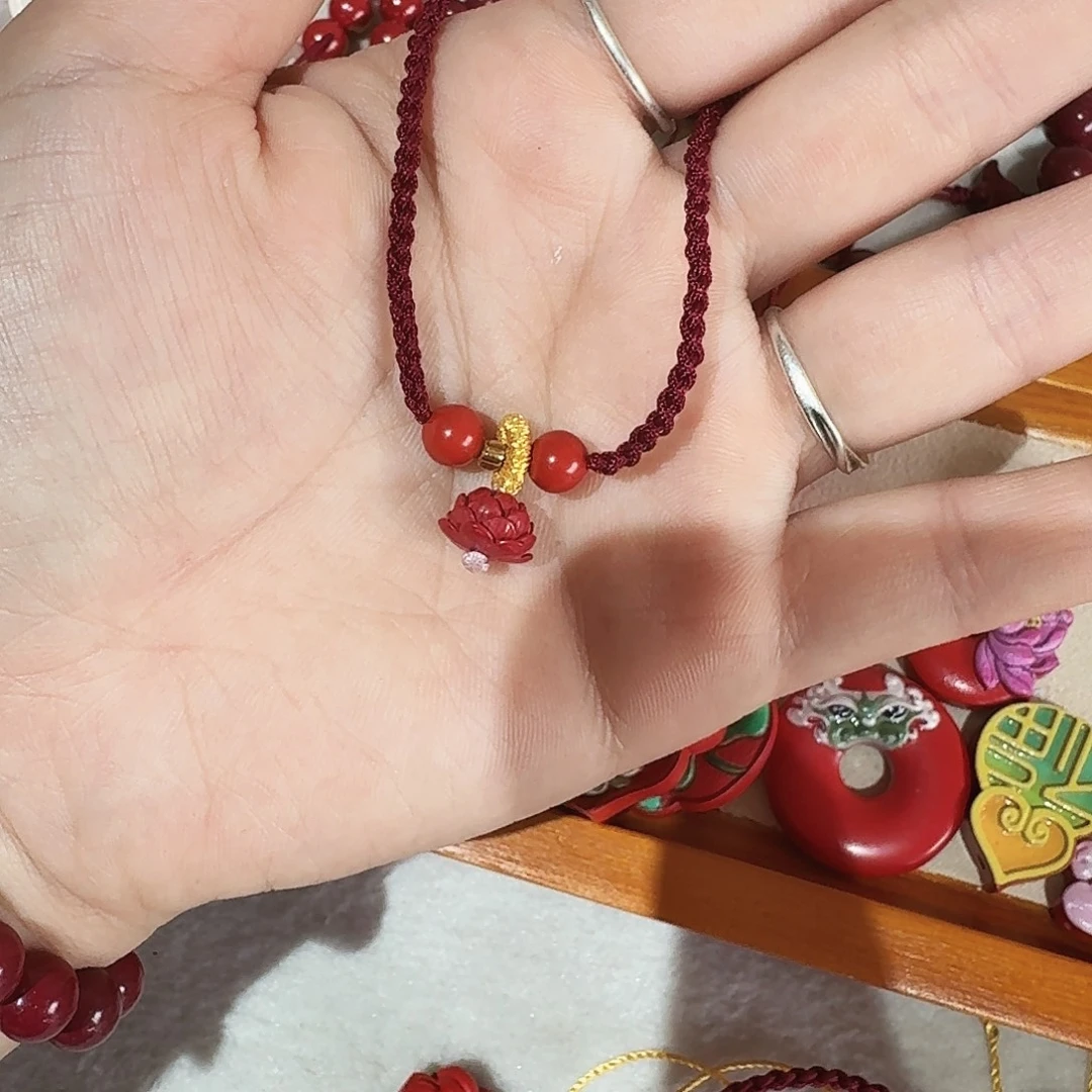 天然辰砂高含量红砂莲花脚链