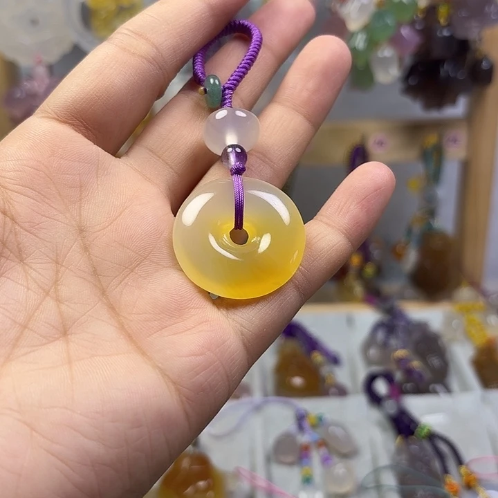 钥匙挂件福利款平安扣紫色绳