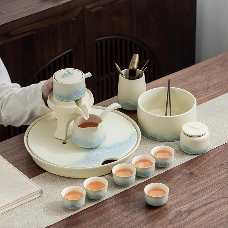 匠赋陶瓷功夫茶具套装家用轻奢新款小套组干泡陶瓷茶盘轻奢泡茶壶