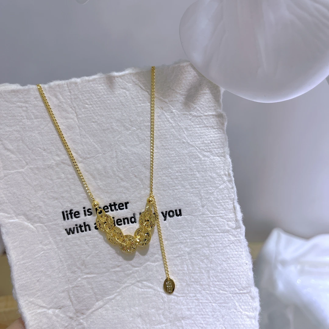 5G工艺足金999时尚新款碎金招财五帝币套链