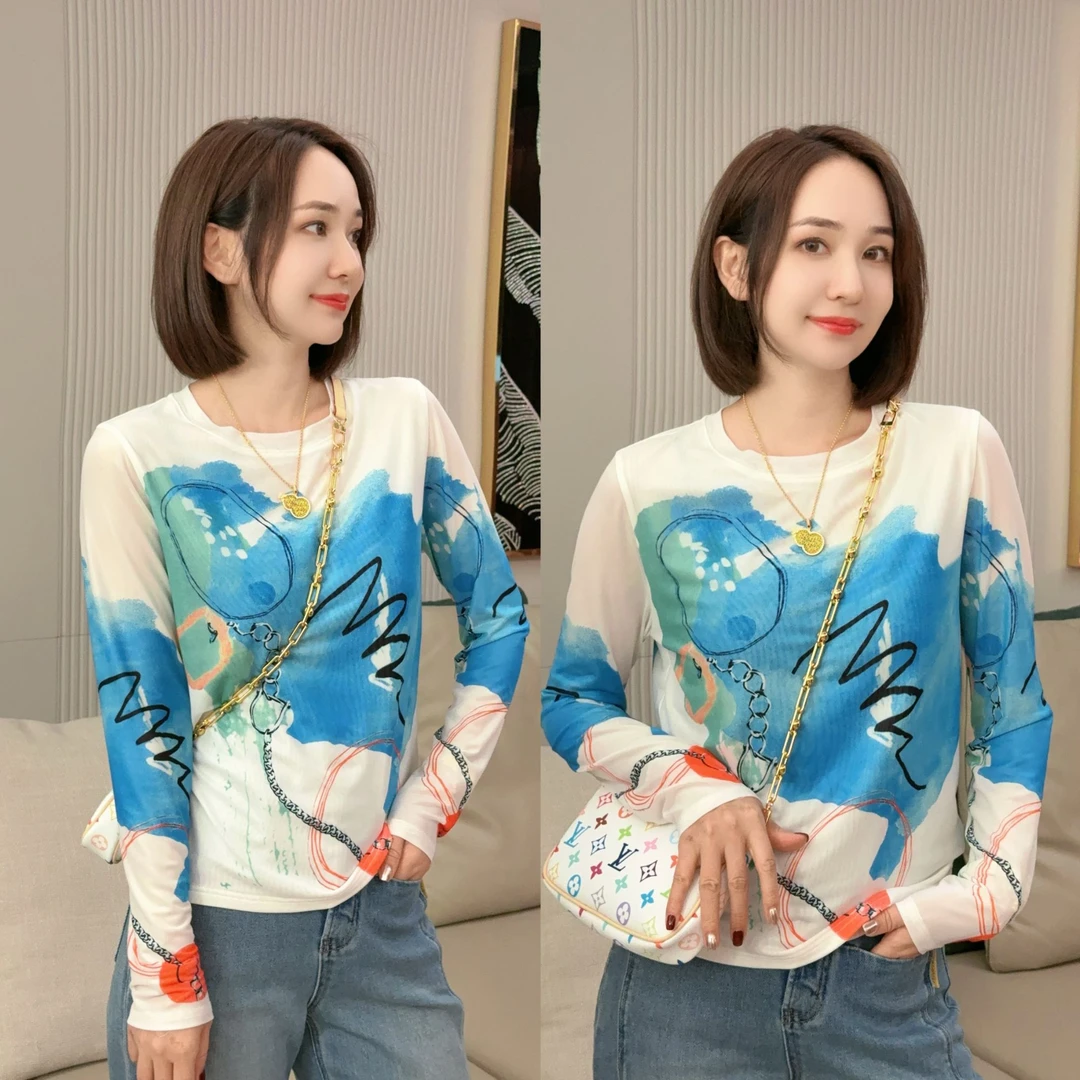 JDND轩羽【爱马皮肤衣】时尚圆领度假款皮肤衣网纱上衣XY2524