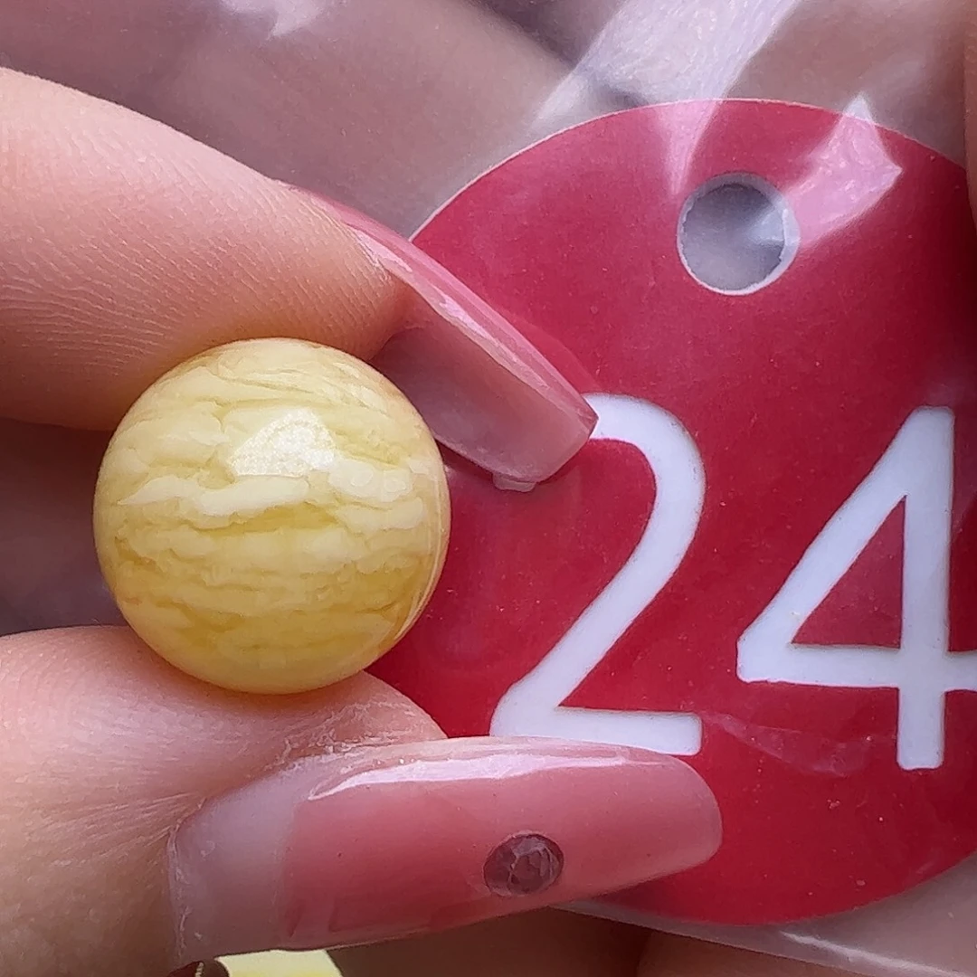 蜜蜡未镶嵌珠宝奇石12.7mm瓷白虎皮圆珠