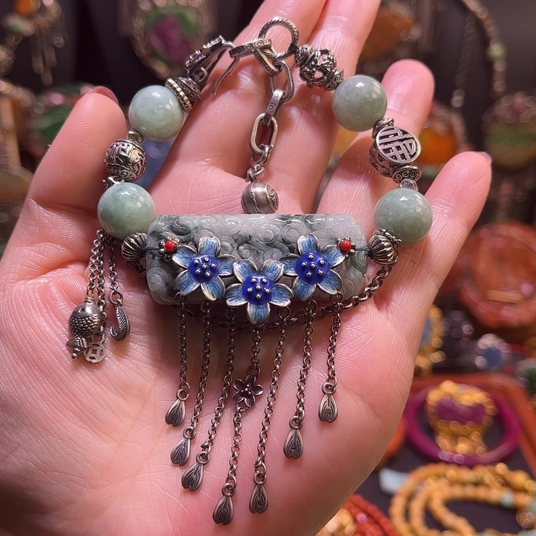 翡翠未镶嵌手链福利价翡翠老银手链