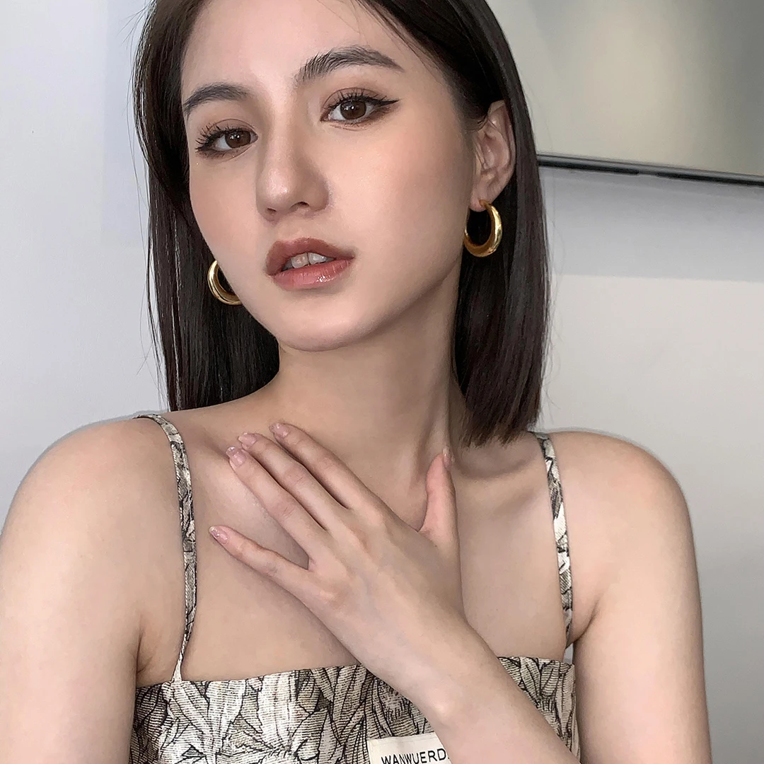 合金陶瓷耳饰 高级感简约时尚耳环耳坠女S925银针圈圈耳钉通勤百