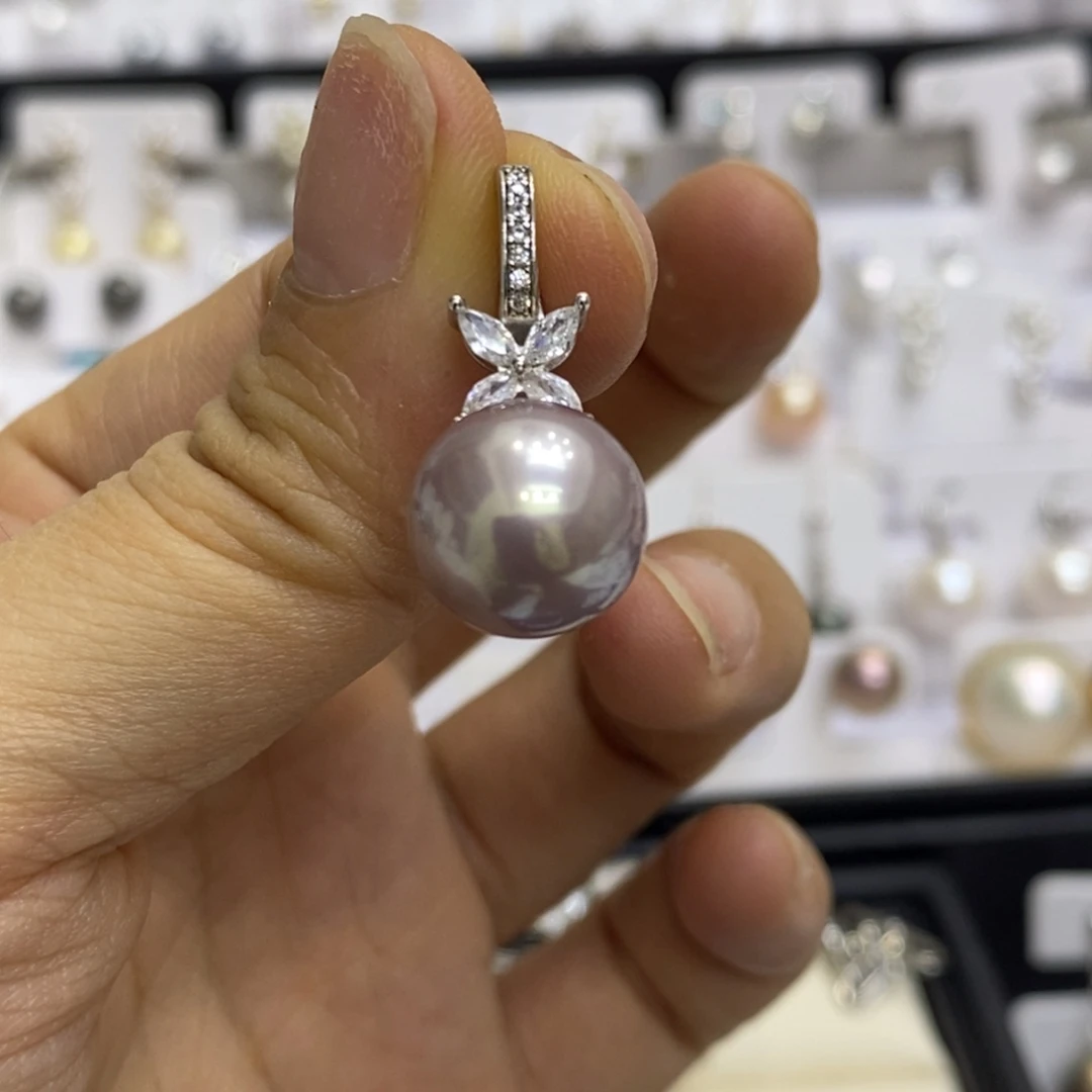 银S925镶嵌吊坠(不含链)淡水珍珠11.8