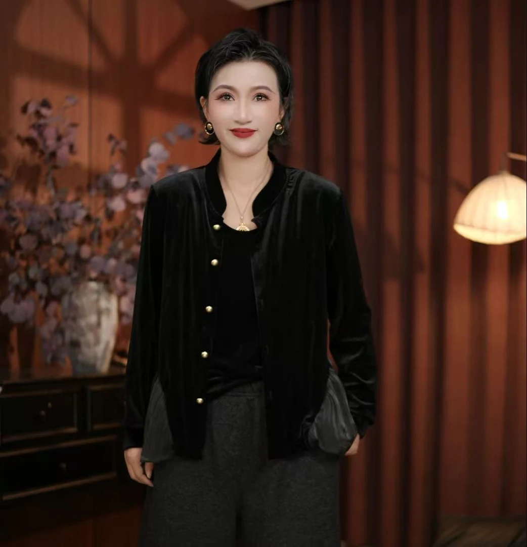 5109女士新款秋季时尚直下摆女厚度小香风短外套复古薄款长袖上衣