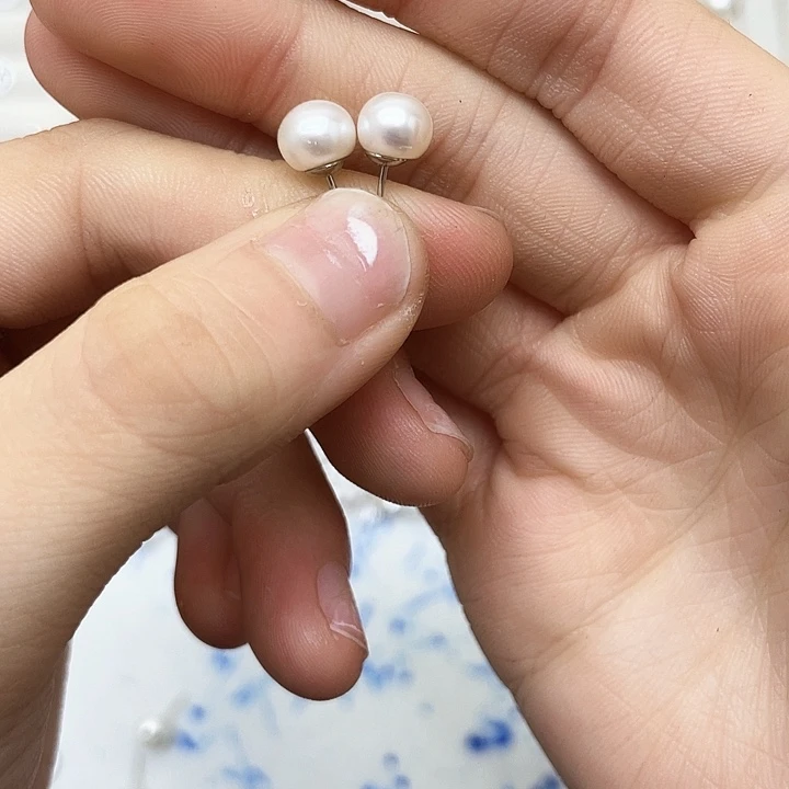 淡水珍珠耳饰银S925镶嵌宝*1
