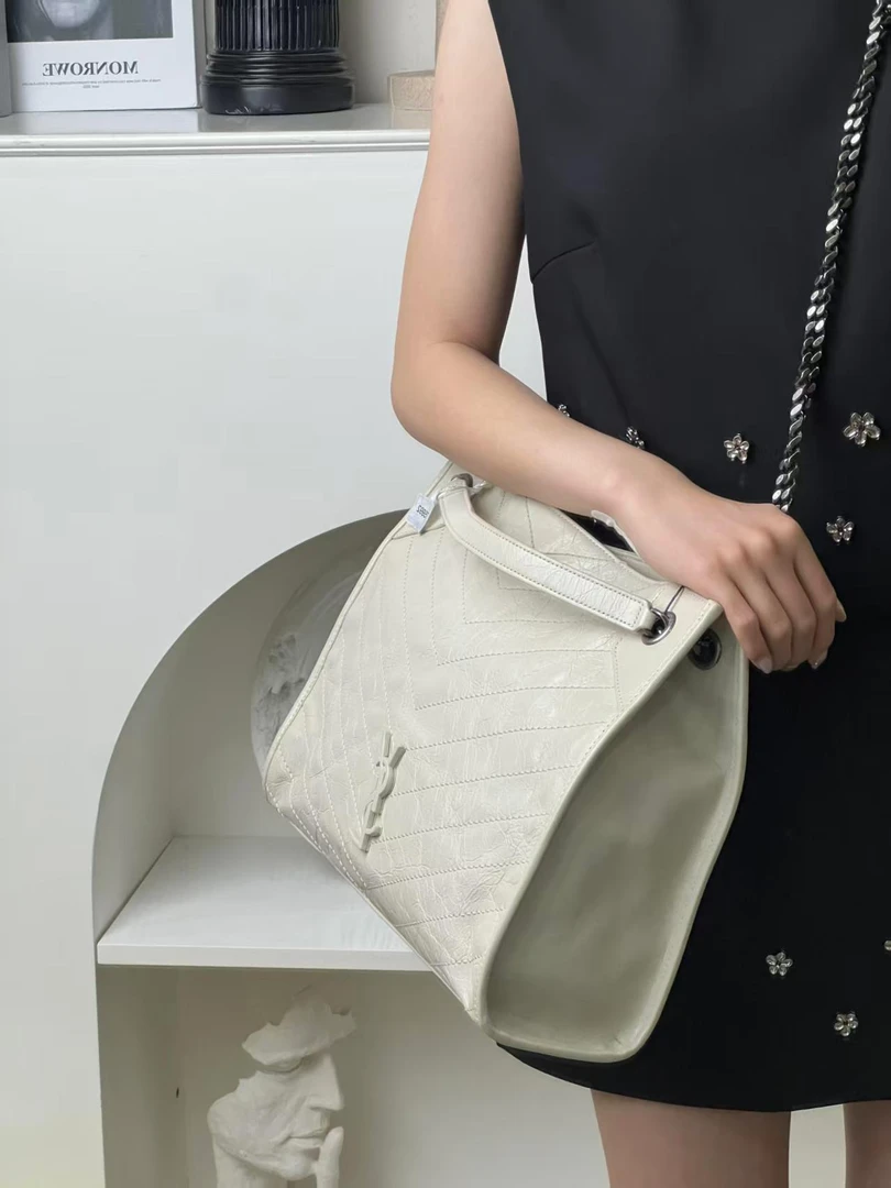 95新 YSL/圣罗兰 ysl shopping bag白银单肩包/甄选
