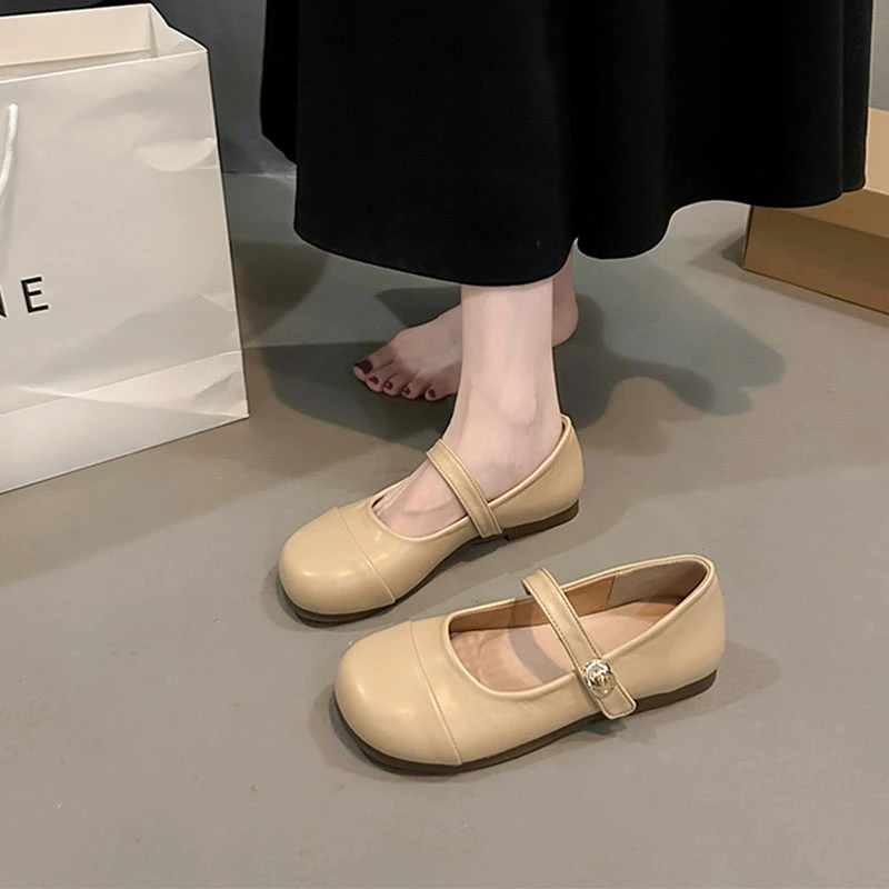 法式平底玛丽珍小皮鞋2025春秋新款舒适软底配裙子单鞋豆豆奶奶鞋