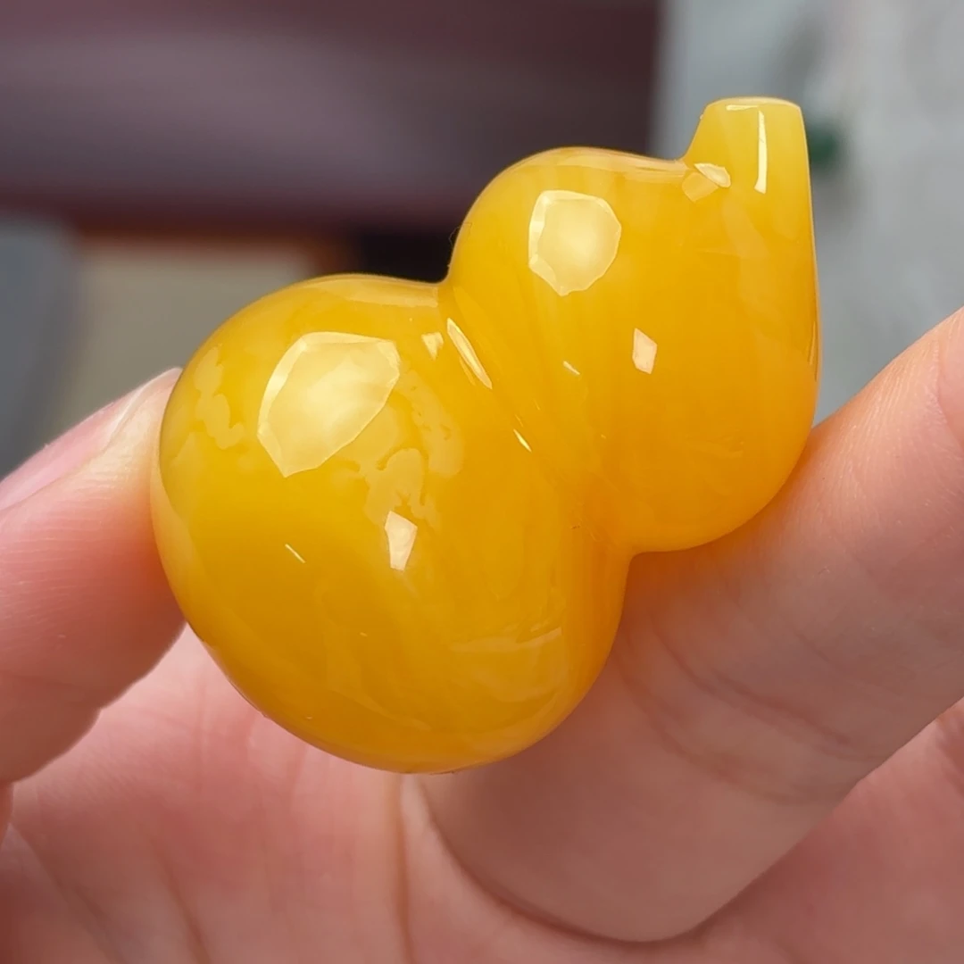 蜜蜡未镶嵌吊坠(不含链)满蜡拉丝纹橘红葫芦