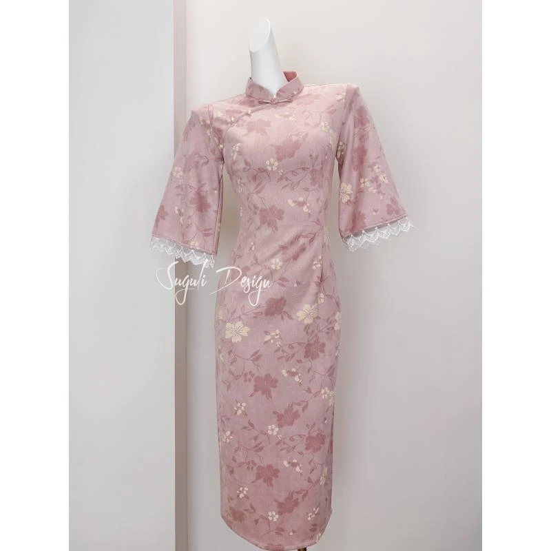 苏故里【落花谣】少女气质传统款旗袍新中式日常旗袍衣长120cm