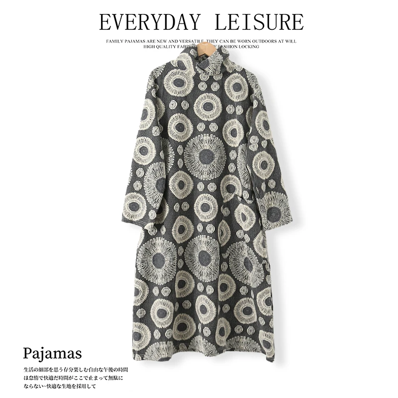 春季女士连衣裙长袖半高领长款显瘦简约时尚01405舒适透气