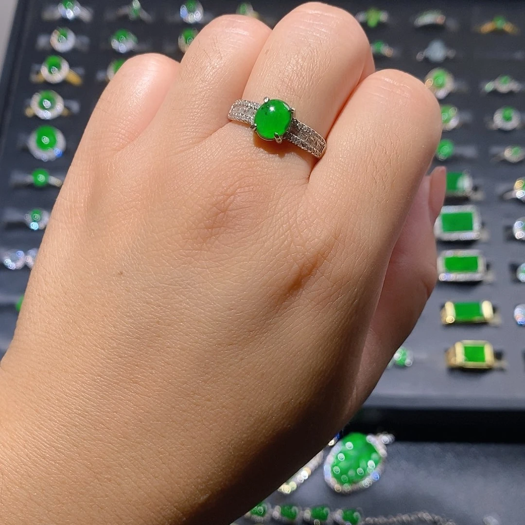 翡翠银S925镶嵌戒指