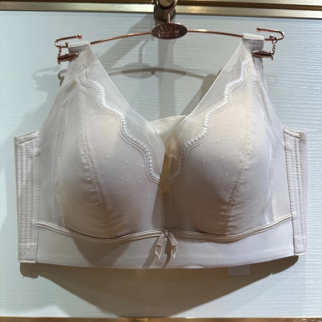 9933大胸显小全罩杯按摩D杯文胸无钢圈聚拢收副乳五排扣调整内衣