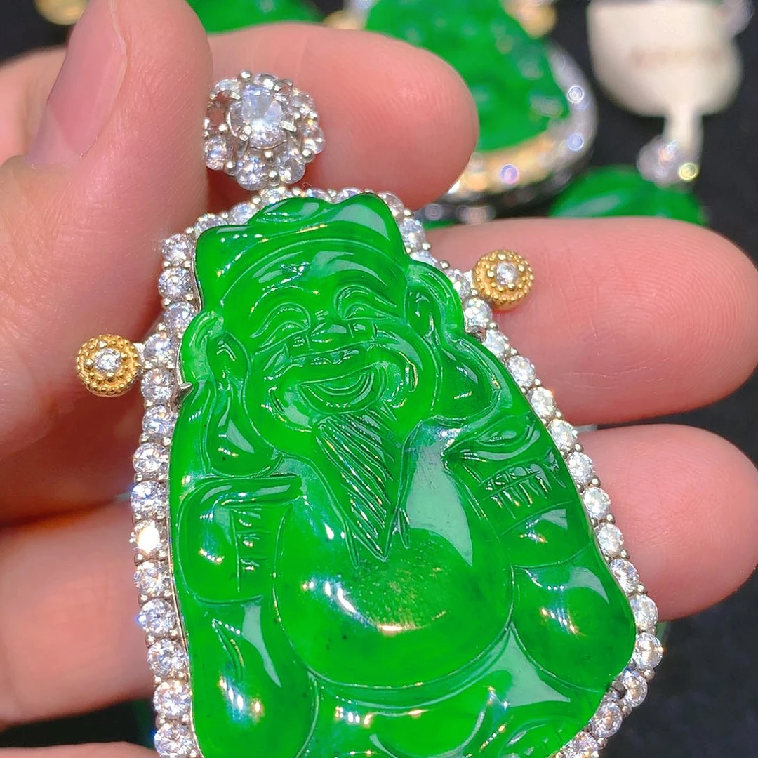 吊坠(不含链)银S925镶嵌翡翠翡翠