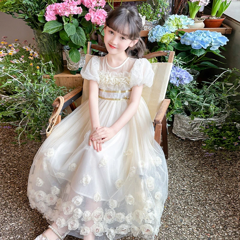 女童夏装2025新款女洋气大童连衣裙高级感儿童夏季公主裙女孩纱裙