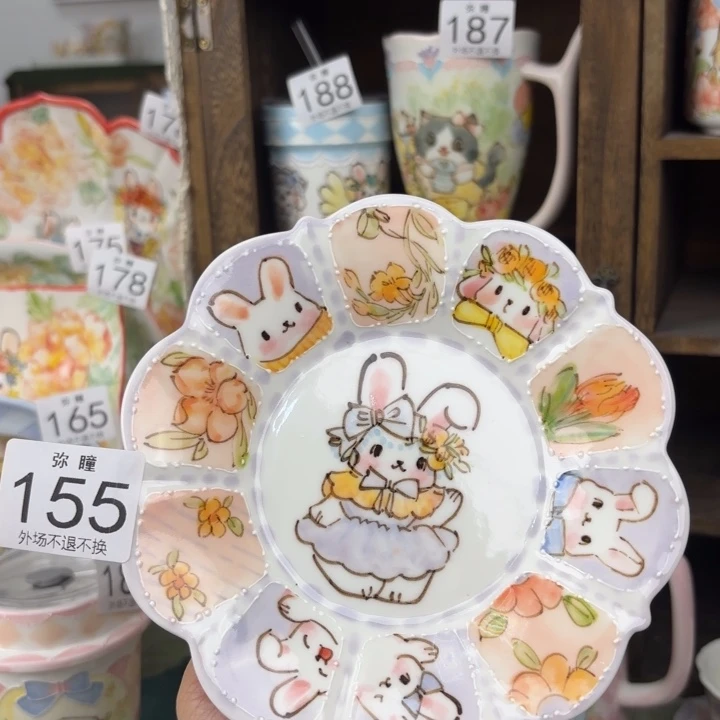 陶瓷紫色小兔盘155