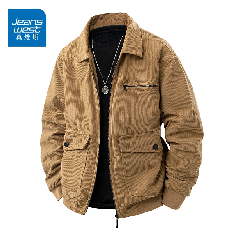 真维斯秋季灯芯绒行政夹克男士爆款2025新款痞帅男款春秋外套男装