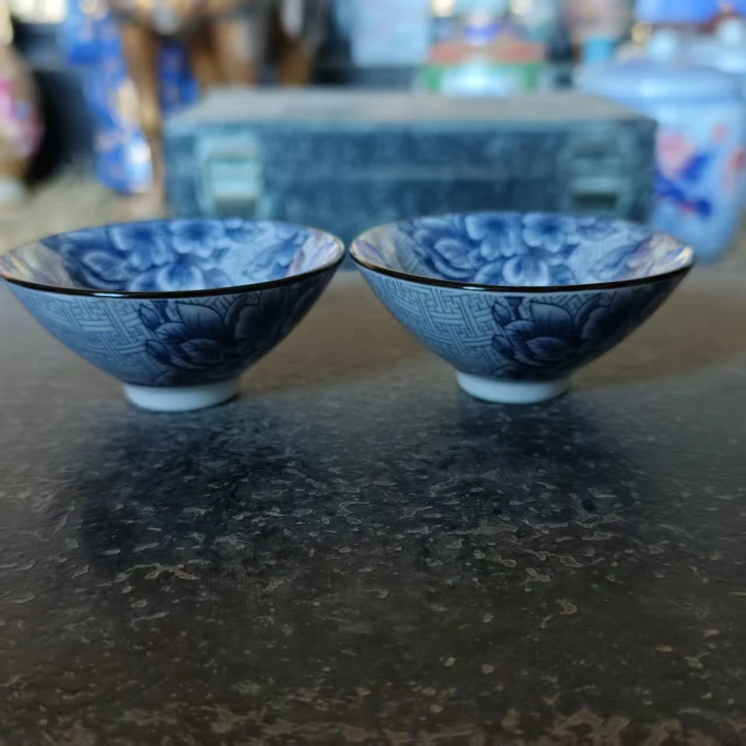 景德镇陶瓷 斗笠杯一对