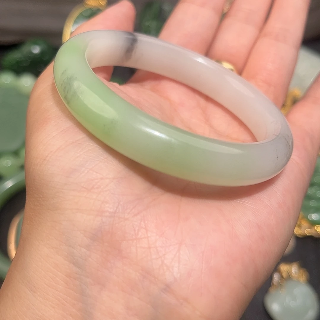 未镶嵌手镯和田玉（翠青玉）青海料翠青