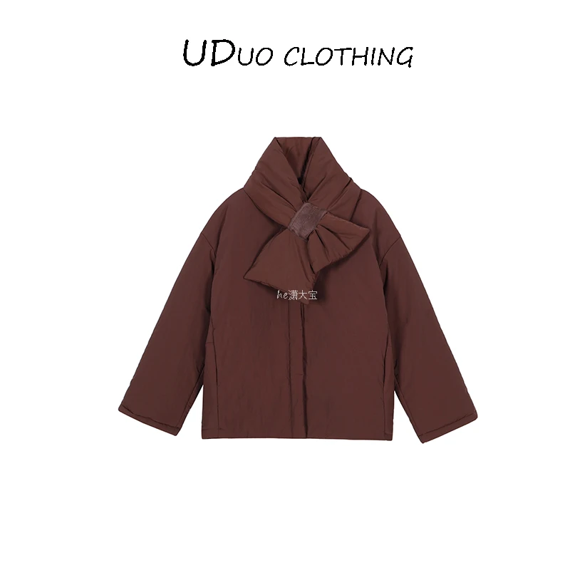 年末清仓【暖径层云】冬款加厚龟背棉服保暖围巾造型W0388