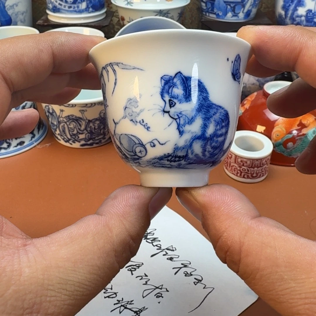 陶杯子景德镇全手工手绘陶瓷