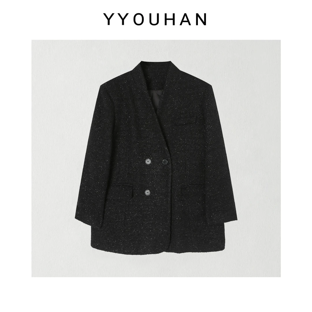 月月 年货战袍极简风百搭气质款烫金细闪小香风羽绒服 2512C8820