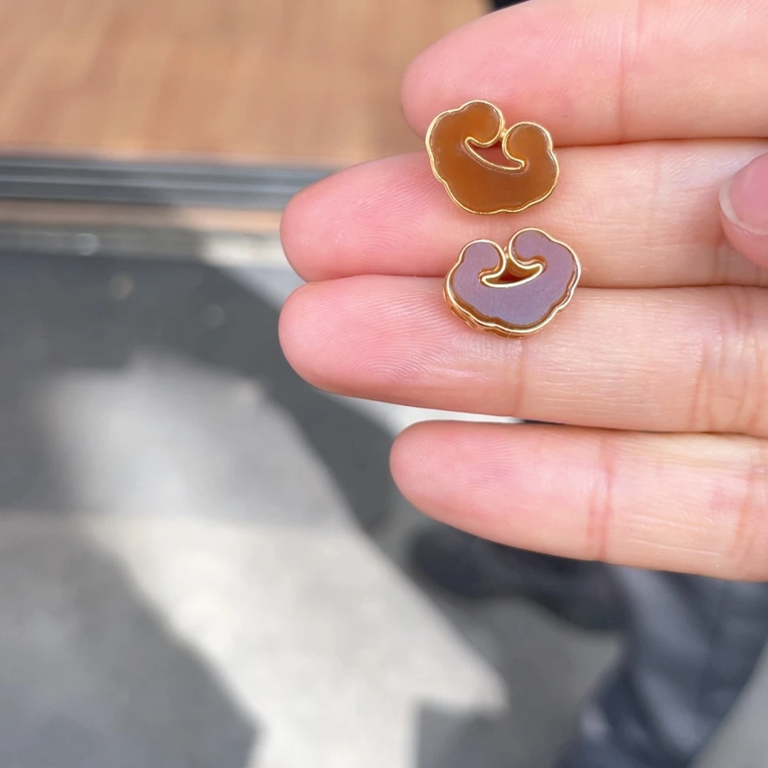 和田玉银S925镶嵌耳饰