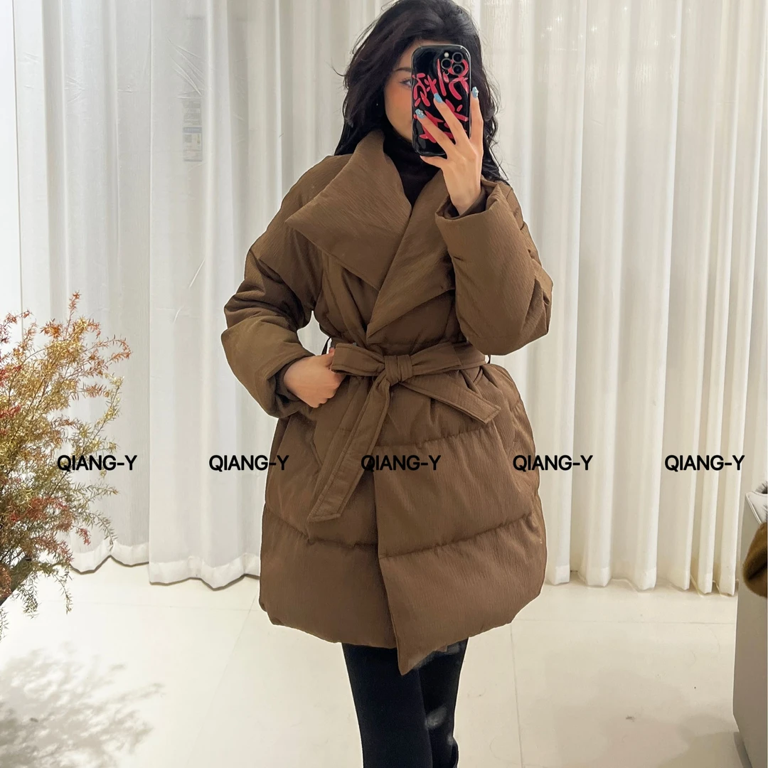 中长款羽绒服加厚款翻领女装冬季收腰时尚920