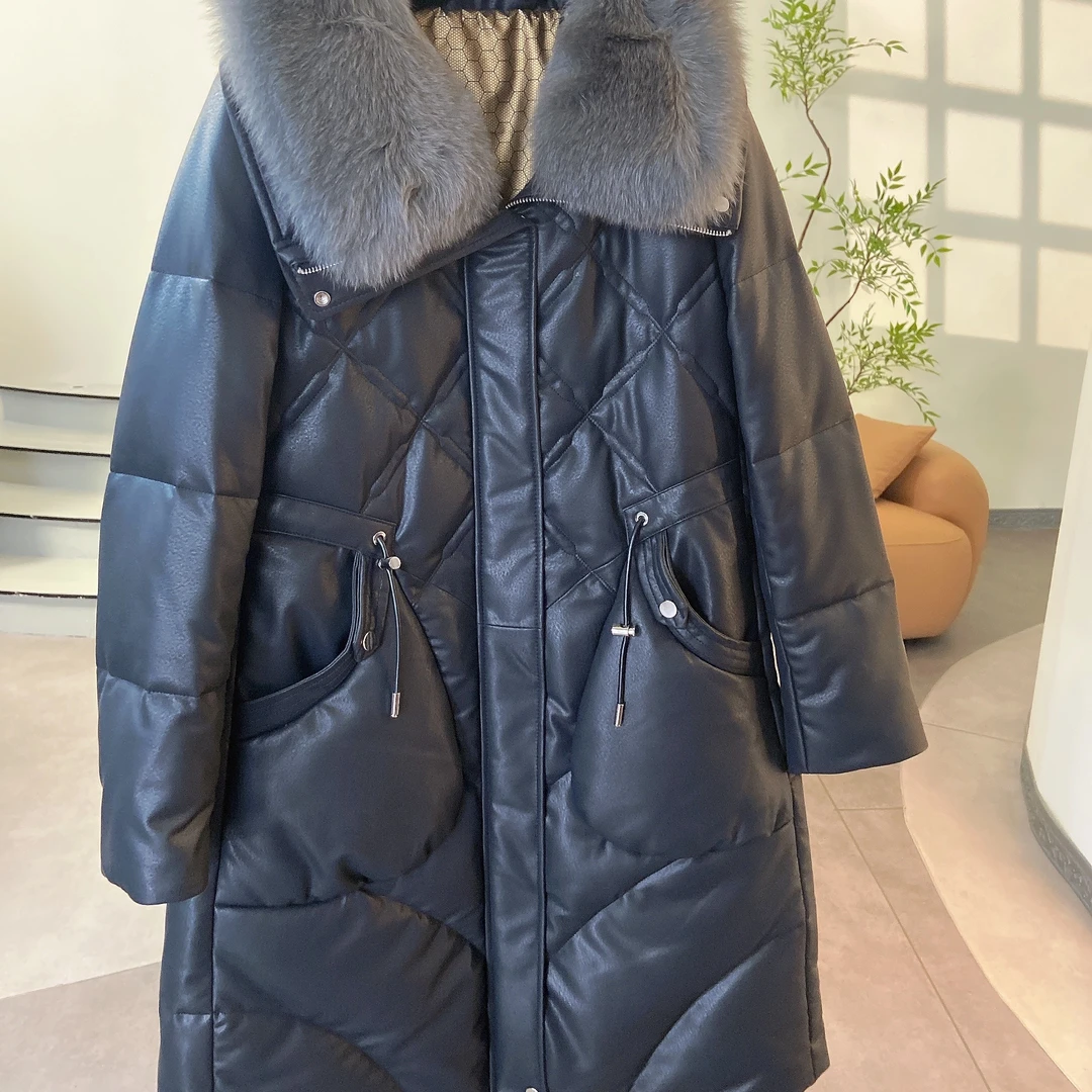 【优莎】18819时尚穿搭绵羊皮皮大鹅女装中长款冬季气质百搭外套