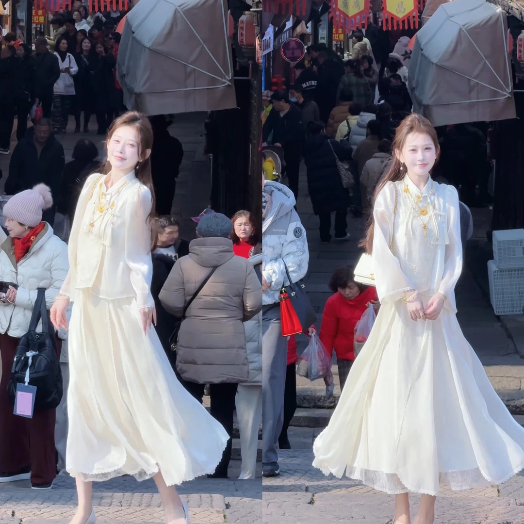 【婷婷】《君不见》光泽感 刺绣蕾丝温柔套装 TTZ2SC058