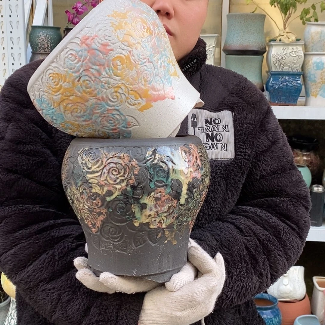 花盆紫砂口15高20福利俩个