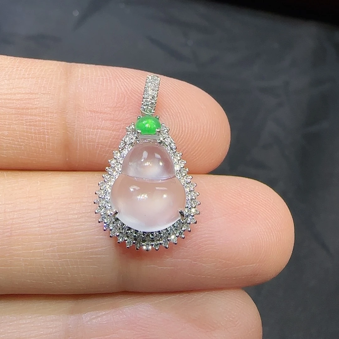 翡翠吊坠(不含链)18K金镶嵌